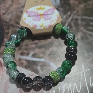 Green and Black Beaded Bracelet